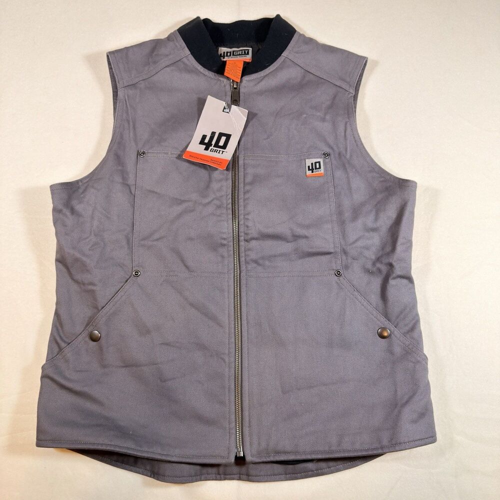 NWT 40 GRIT Duluth Trading Vest Heavy Twill Insulated Gray Canvas Womens Small